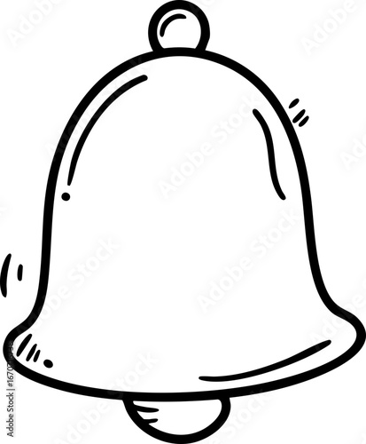 Hand drawn bell doodle icon. Sketch outline notification and alert symbol.