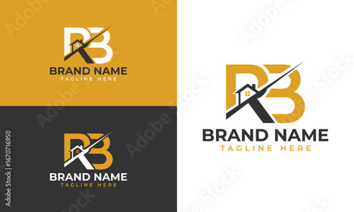 Modern real estate RB monogram logo design vector