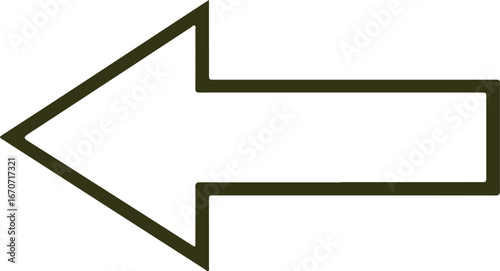 simple left pointing arrow outline symbol for direction navigation and guidance on white background