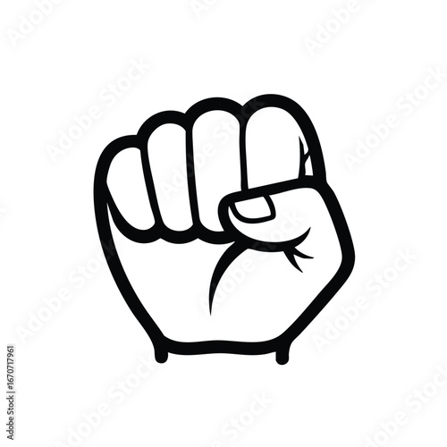 Powerful fist raised symbol of strength and determination vector