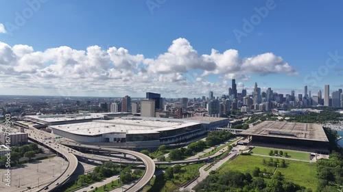  McCormick Place Convention Center Aerial View, Downtown Chicago Skyline” 