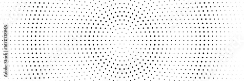 Abstract halftone dots wave backdrop with circular gradient monochrome minimal pattern geometric texture optical art mesh design for banners posters web and presentations