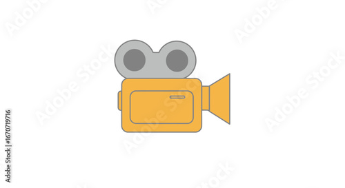 Vintage film camera movie recorder cinema production equipment entertainment icon graphic illustration design on transparent background