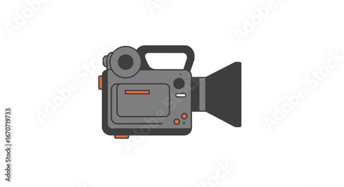 Vintage video camera camcorder film movie recording equipment media production cinema filmmaking tool on transparent background