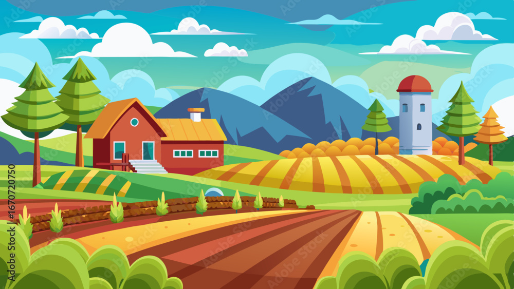 Fototapeta premium farm field landscape vector background