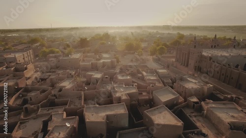 Mali – 4K Drone Aerial of Djenné with Famous Great Mosque of Mud Architecture