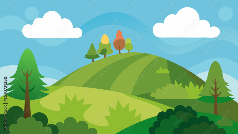 Obraz premium hill trees vector background