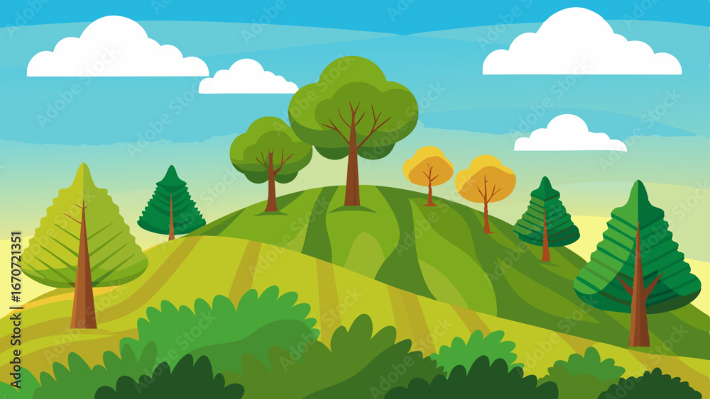 Fototapeta premium hill trees vector background