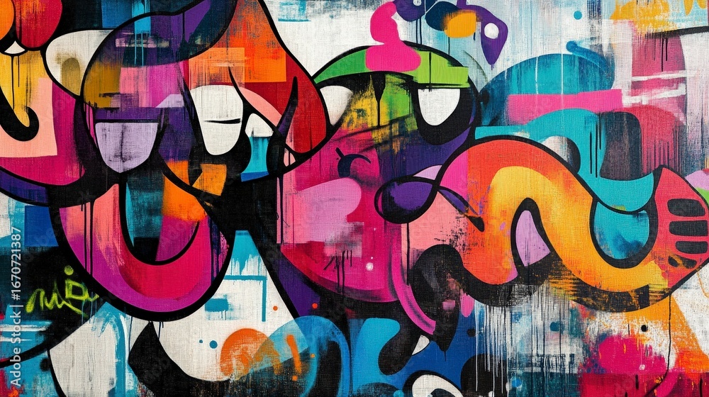 Fototapeta premium A vibrant and abstract painting featuring bold colors and dynamic shapes on canvas art