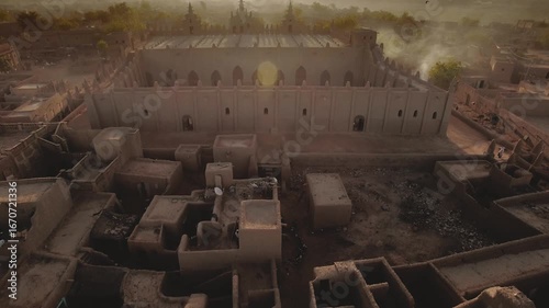 Mali – 4K Drone Aerial of Djenné with Famous Great Mosque of Mud Architecture
