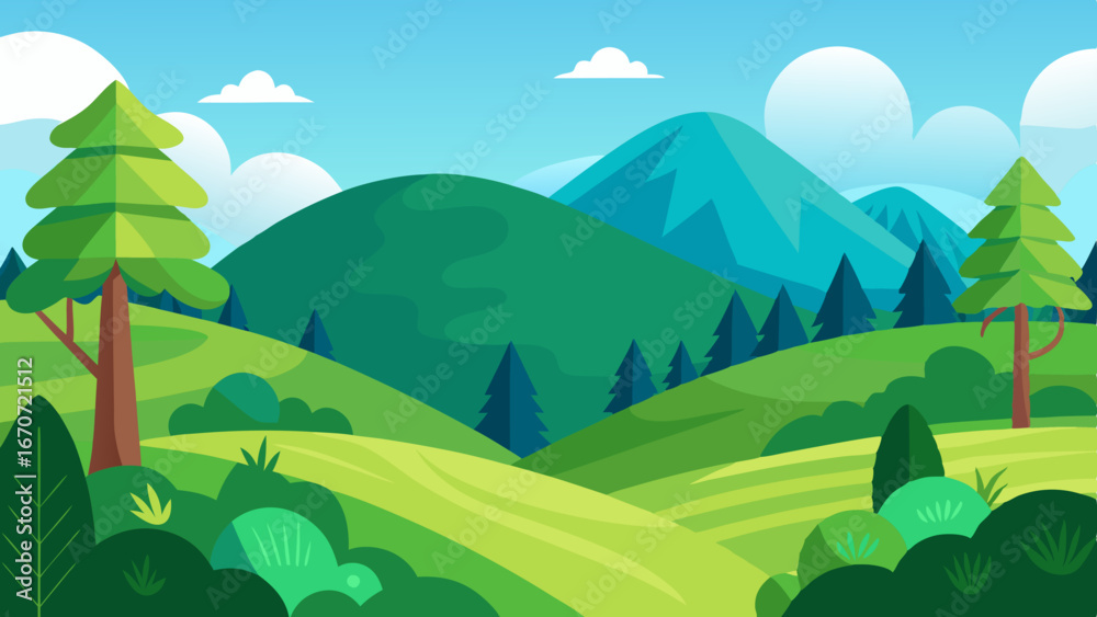 Obraz premium hill trees vector background