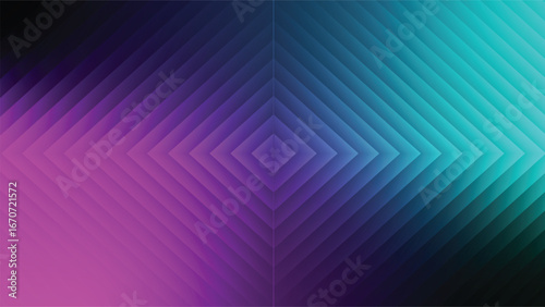 Abstract concentric squares background with gradients of violet to turquoise offering depth and perspective