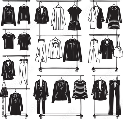 Fashion Trend Outline Collection. Hand-drawn Seasonal Clothing Silhouettes for Style Guides and Retail Marketing.