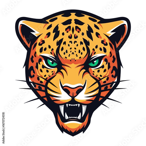 Leopard Head Illustration: A bold and dynamic illustration of a leopard's head, showcasing its fierce expression, distinct spots, and piercing gaze.