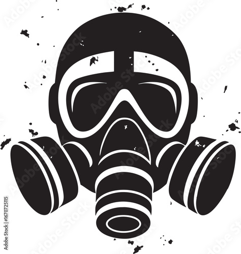 Gas mask outline. Minimalist survival icon in apocalyptic vector style.