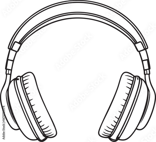 Headphones outline. Audio and listening experience in minimal sketch.