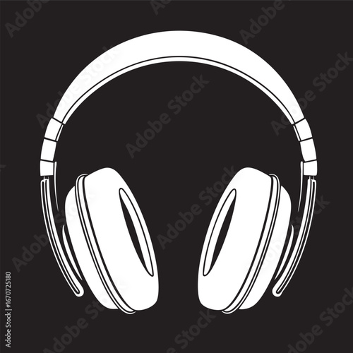 Headphones outline. Audio and listening experience in minimal sketch.