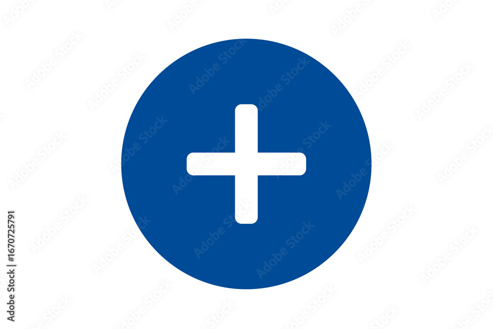 Fototapeta premium blue plus sign icon in circle representing add, create, positive, medical, or new item