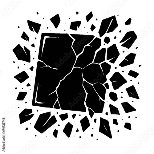 Shattering Square Vector - Exploding Cracked Box Design Element