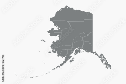 Vector graphic artwork suitable for print and web containing flat detailed map of ALASKA