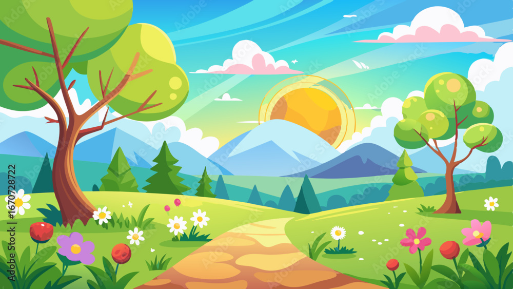 Fototapeta premium sunny spring andscape vector background