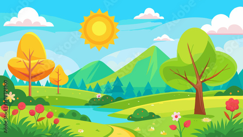 sunny spring andscape vector background