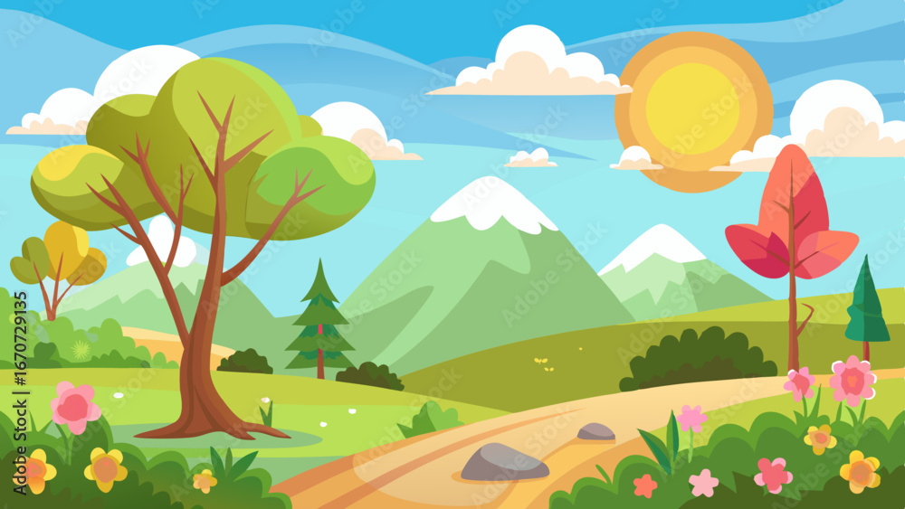 Fototapeta premium sunny spring landscape vector background