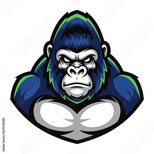 Gorilla: An impressive illustration of a gorilla, exuding power and authority, its intense gaze captivating.