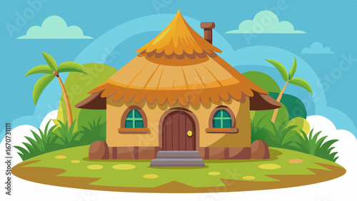 thatched cottage cartoon vector