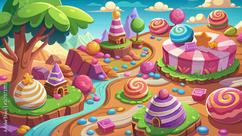 sweet candy land cartoon game background