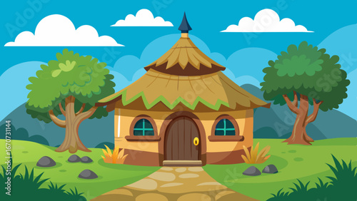 thatched cottage cartoon vector