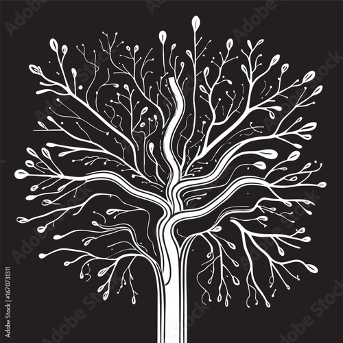 Branching path outline vector. Abstract symbol of decisions and endless possibilities.