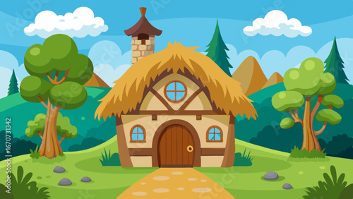 thatched cottage cartoon vector