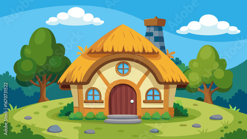 thatched cottage cartoon vector