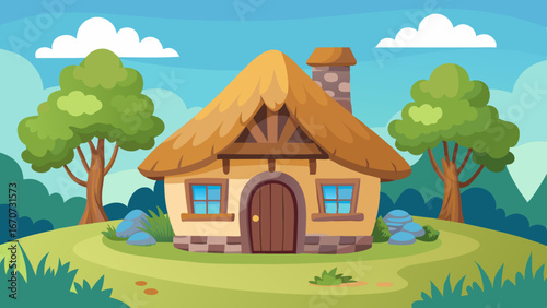 thatched cottage cartoon vector