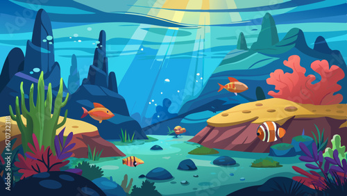 underwater world panorama landscape vector