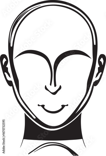 Outline of head with internal reflection minimalist duality concept vector