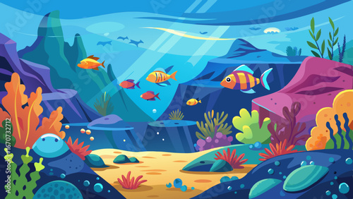 underwater world panorama landscape vector