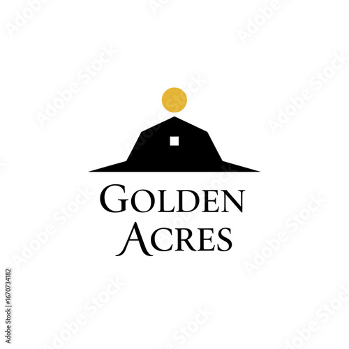 Golden Acres logo featuring a barn, sun, and fields. Represents agriculture and rural life.