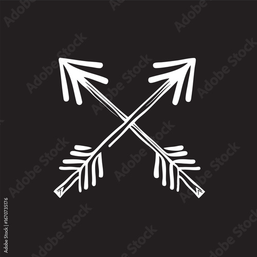 Crossed arrows outline. Minimalist vector representing travel choices and multiple paths.