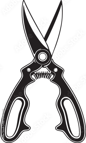 Pruning shears outline. Minimalist black and white vector of essential garden cutting tool.