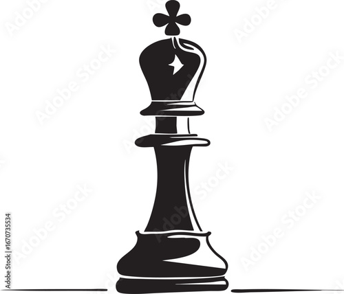 Pawn transforming to queen outline. Minimalist vector about evolving roles and personal growth.