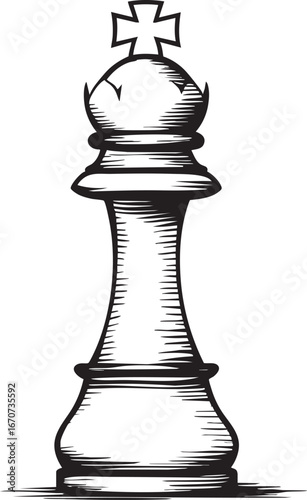 Pawn transforming to queen outline. Minimalist vector about evolving roles and personal growth.