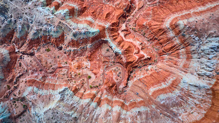 Papier peint photo Pantone 2025 Mocha Mousse Aerial Desert Rock Layers and Serpentine Road Kanab Utah  © Nicholas J. Klein