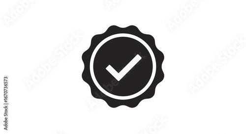 Verified badge check mark icon symbol graphic design approval confirmation success validation authentic tick on transparent background