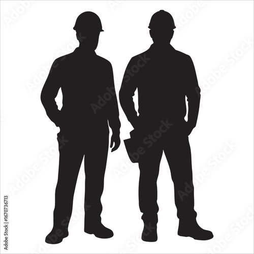 skilled bricklayer in action silhouette vector illustration
