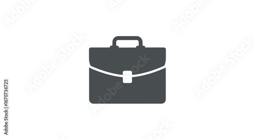 Briefcase business professional document case portfolio office work design corporate gray bag handle on transparent background