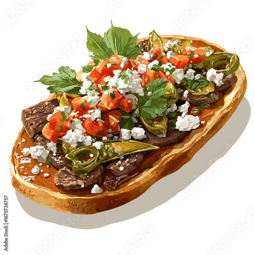 Authentic Mexican Huarache with Nopales and Cheese