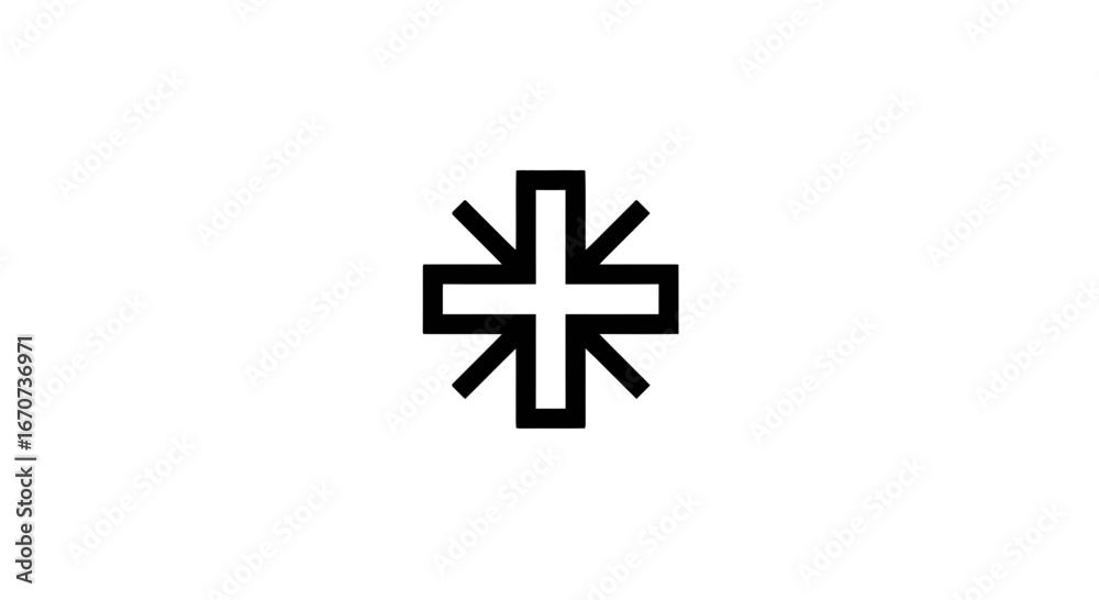 Fototapeta premium Geometric cross symbol design graphic shape abstract art sign illustration decorative element artistic on transparent background