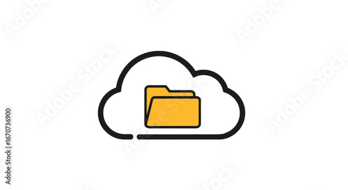 Cloud storage folder data file backup information safety network computing system icon digital on transparent background
